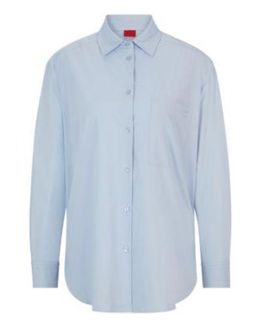 Chemisier Oversize En Toile De Coton Avec Col À Pointes HUGO en coloris Blue