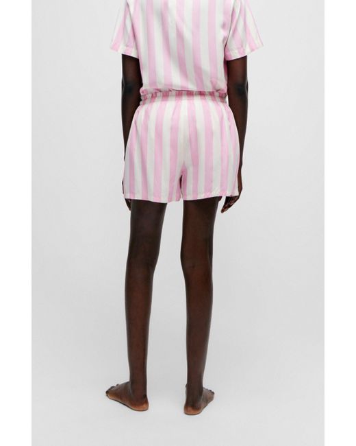 HUGO Pink Gemusterte Pyjama-Shorts mit rotem Logo-Label