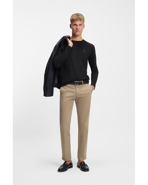 Boss T-Shirt Van Katoenen Jersey Met Logopatch in het Black voor heren