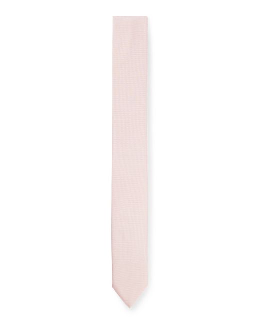 Cravate texturée en jacquard de soie HUGO pour homme en coloris White