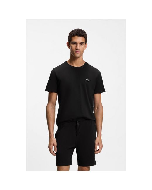 Boss Black Stretch-Cotton T-Shirt With Embroidered Logo for men