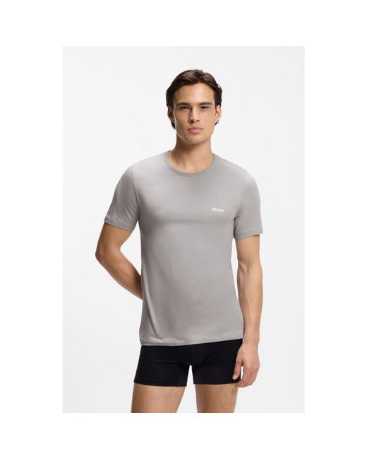 HUGO Blue Three-Pack Of Logo-Print Underwear T-Shirts for men