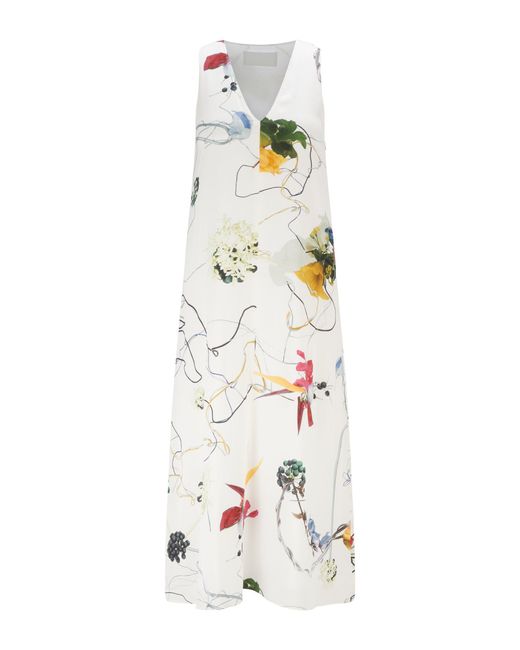 BOSS by Hugo Boss Multicolor Kleid aus Krepp-Georgette mit V-Ausschnitt und Blumen-Print