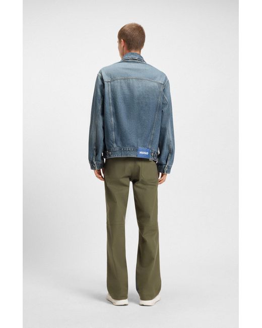 HUGO Loose-Fit Jack Van Stonewashed Denim in het Blue voor heren