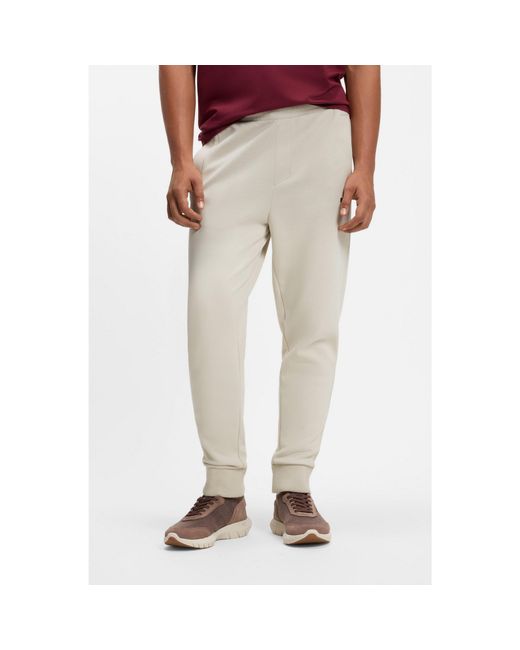 Boss Natural Cotton-Blend Tracksuit Bottoms With Embroidered Logo for men