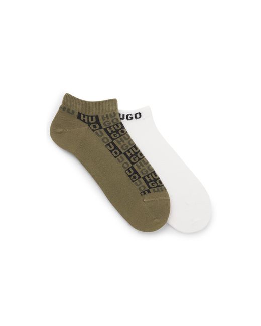HUGO Green Two-Pack Of Ankle-Length Socks With Logo Intarsia for men