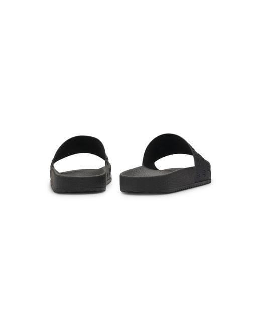 HUGO Black Slides With Repeat Stacked-Logo Uppers