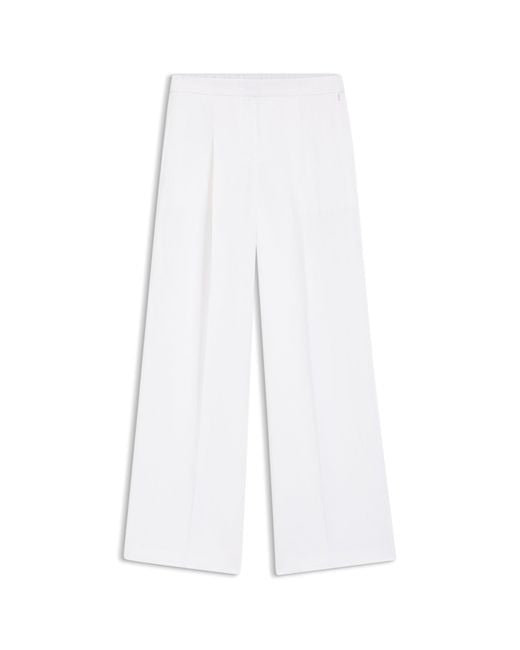 Boss White Relaxed-Fit Trousers