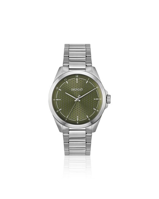 HUGO Green Seam Stainless-Steel Watch With Textured Dial for men