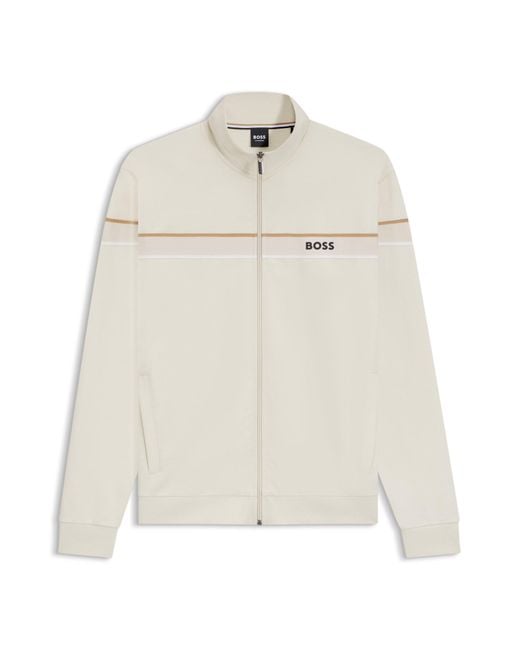 Boss Jack Met Rits En Biezen Van Katoenen Sweatstof in het Natural voor heren