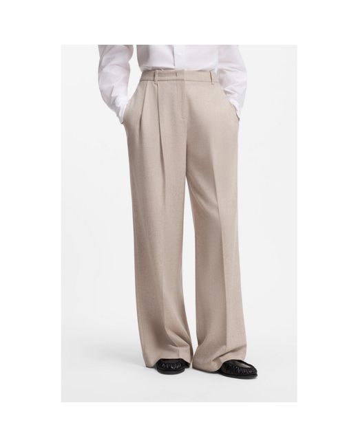 Boss Natural Wide-Leg Trousers