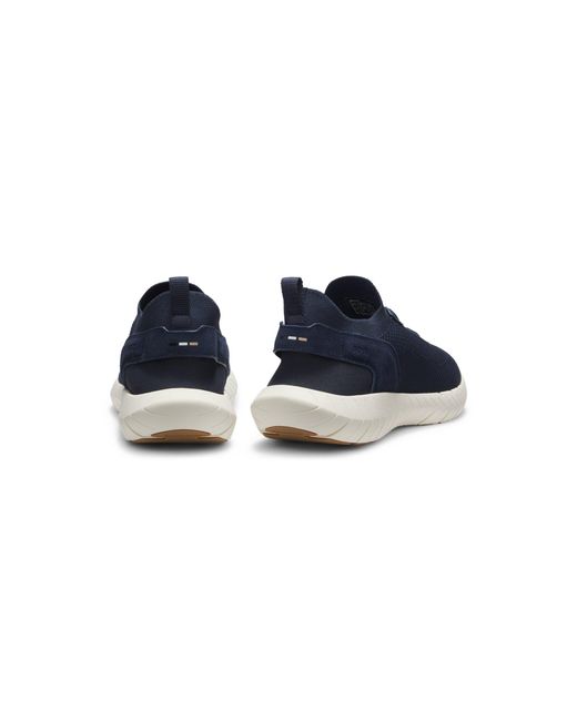 Boss Blue Motion Trainers With Knitted Uppers And Leather Trims for men