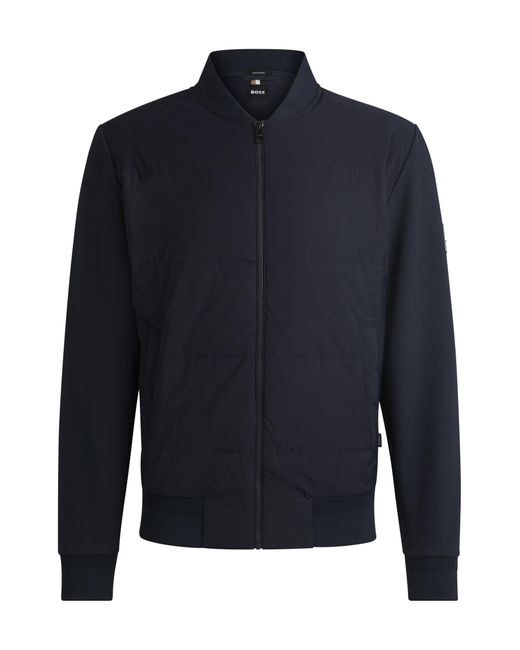 Boss Sweatshirt Van Een Katoenmix Met Ritssluiting En Gewatteerde Voorkant in het Blue voor heren
