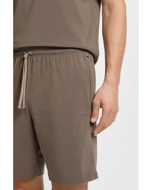 Boss Shorts Van Stretchkatoen Met Logostiksel in het Brown voor heren
