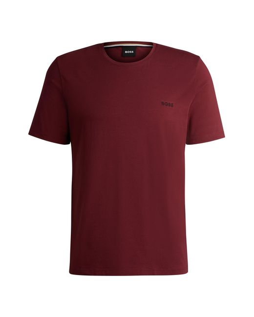 Boss Stretch-cotton T-shirt With Embroidered Logo for men