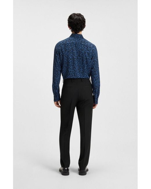 HUGO Modern-Fit Hose Aus Woll-Mix Mit Performance-Stretch in Black für Herren