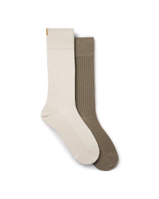 Boss Natural Two-Pack Of Regular-Length Socks With Ribbed Structure for men