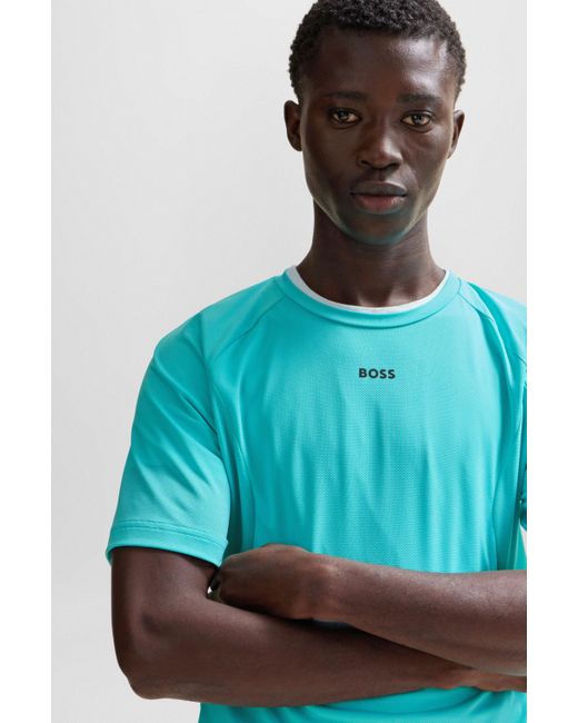 Boss Slim-fit T-shirt Van Superelastisch Materiaal Met Decoratief Reflecterend Artwork in het Blue voor heren