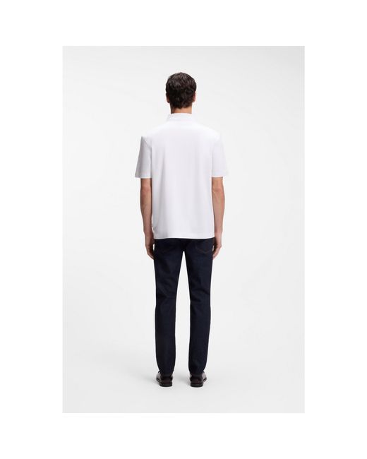 Boss White Cotton Polo Shirt With Tonal Logo Badge for men