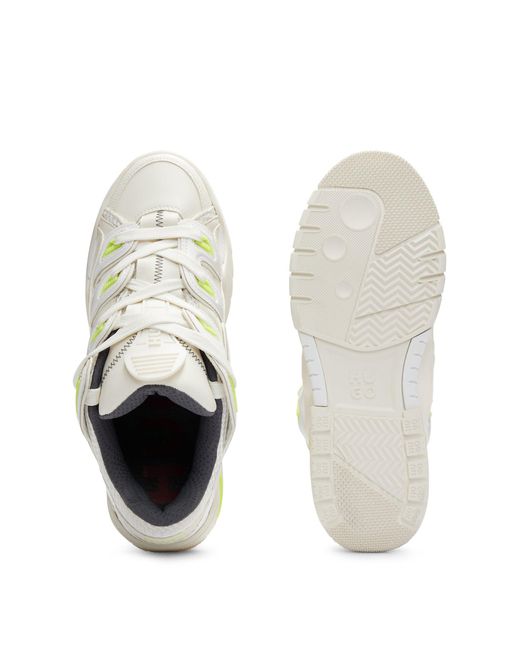 HUGO White Faux-leather Trainers With Contrast Details for men