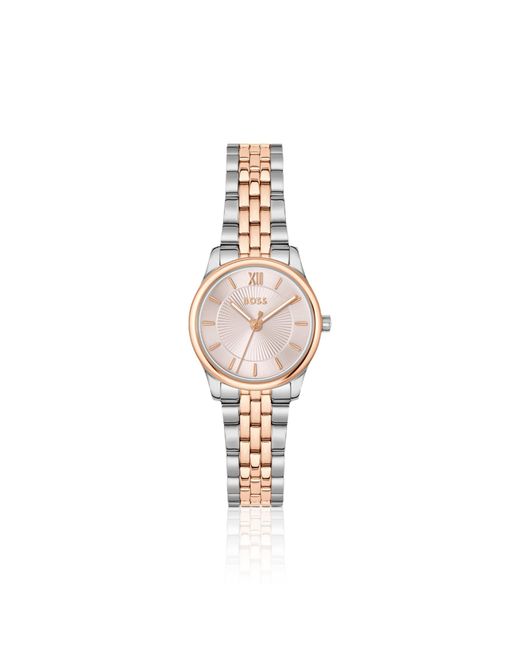 Boss Metallic Graceful Two-Tone Watch With Sunburst-Patterned Dial