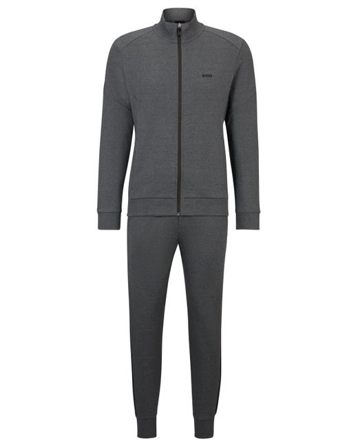 Boss Trainingsanzug aus Interlock-Baumwolle mit kontrastfarbenem Logo in Gray für Herren