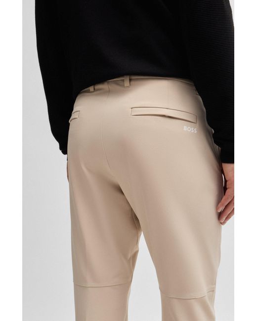 Boss Regular-Fit Hose Aus Wasserabweisendem Stretch-Gewebe in Natural für Herren