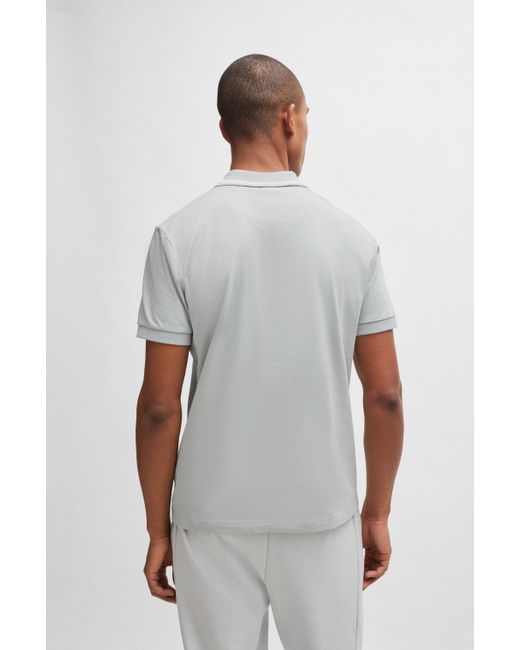 Boss Gray Cotton-jersey Polo Shirt With Logo Artwork for men