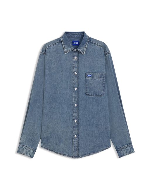HUGO Oversized -Fit Overhemd Van Denim in het Blue voor heren