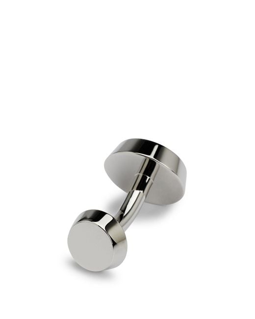 Boss White Round Cufflinks With Enamel Insert And Etched Logo for men