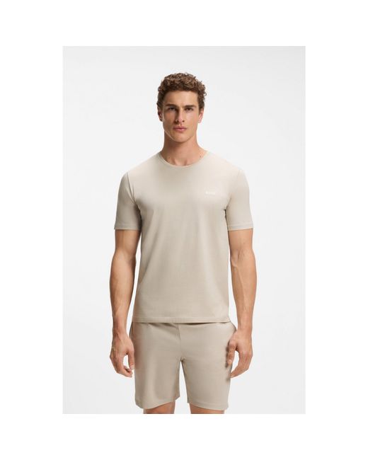Boss Natural Logo-Embroidered T-Shirt for men