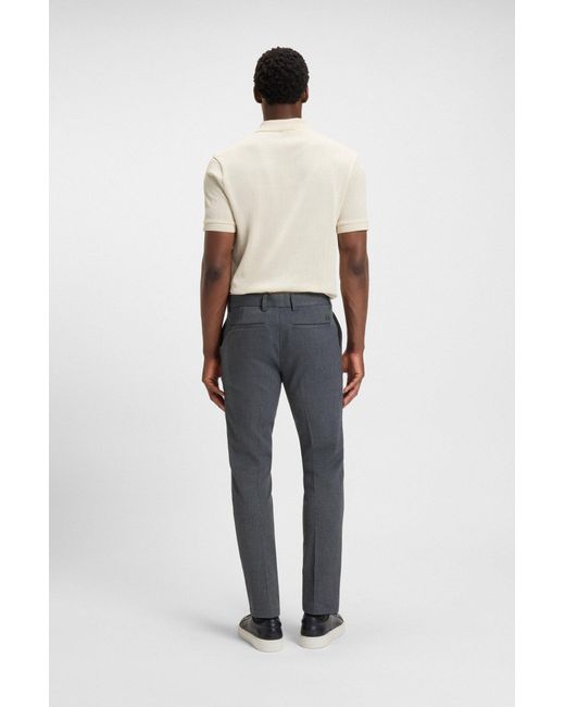 Boss Slim-Fit Broek Van Geborsteld Materiaal Met Visgraatpatroon in het Gray voor heren