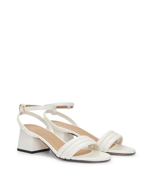 Boss White Sandalen Mit Blockabsatz Und Gepolsterten Riemchen