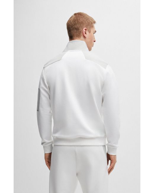 Boss Sweatshirt Van Een Katoenmix Met Ritskraag En 3d-logo in het White voor heren