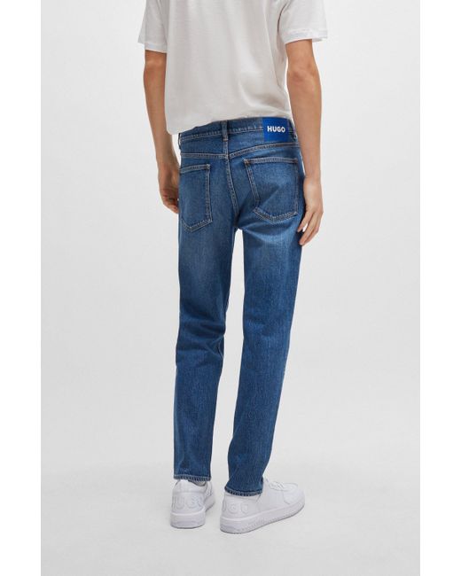 HUGO Tapered-Fit Jeans aus mittelblauem Stretch-Denim in Blue für Herren
