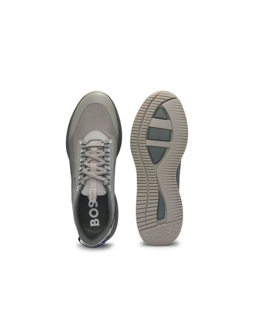 Boss Gray Ttnm Evo Trainers With Ribbed Sole for men