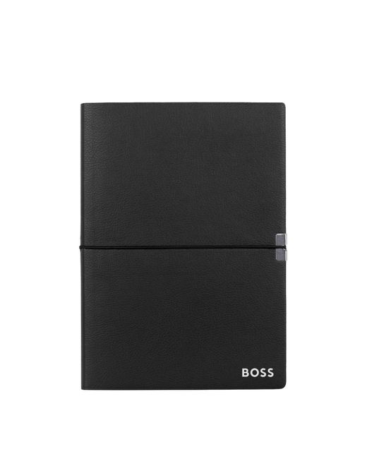 Carnet A5 En Similicuir Avec Bande Élastique Boss en coloris Black