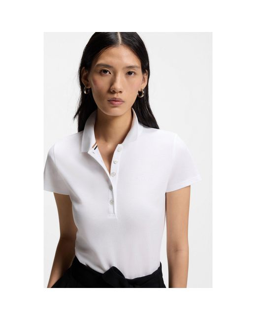 Boss White Cotton-Piqué Polo Shirt With Logo Detail
