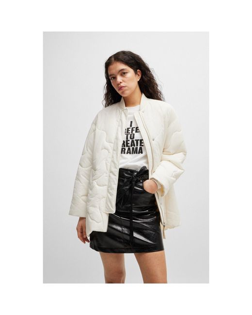 Boss White Quilted Jacket With Water-Repellent Finish