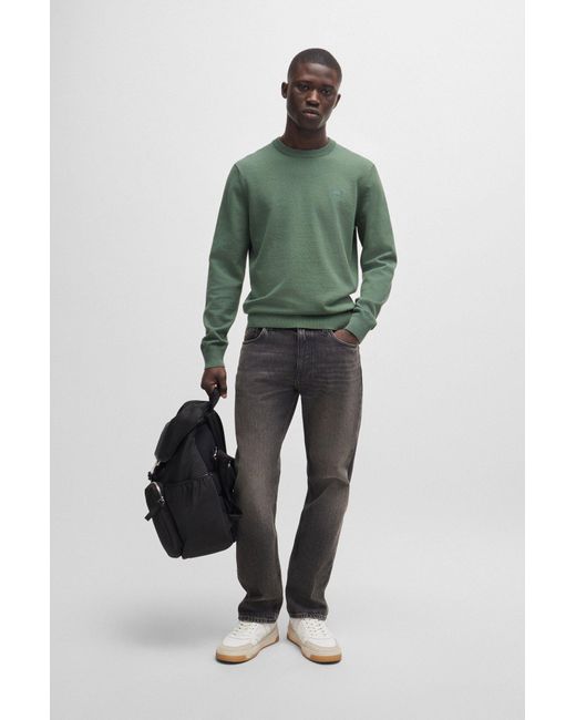 Boss Green Crew-neck Sweater In Cotton And Cashmere With Logo for men