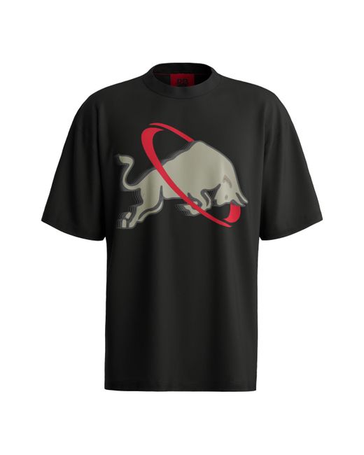HUGO X Rb Oversized-fit T-shirt Met Kenmerkend Stierdessin in het Black voor heren