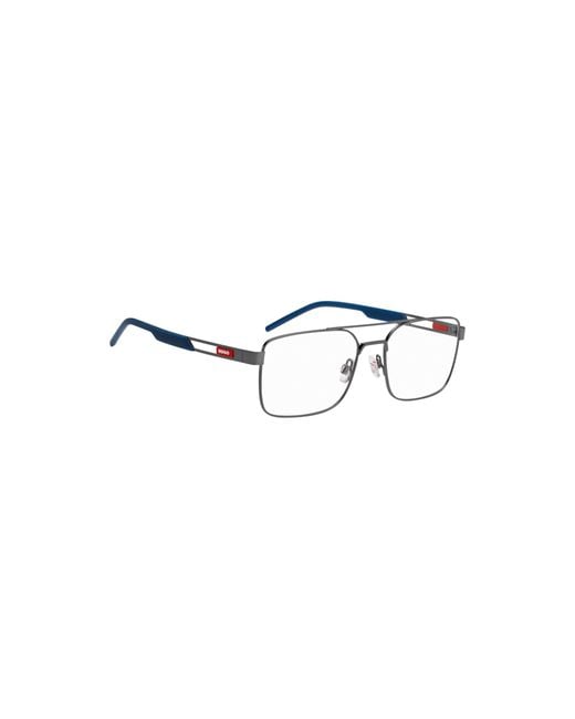 HUGO White Metal Optical Frames With Contrast Rubber Logo for men