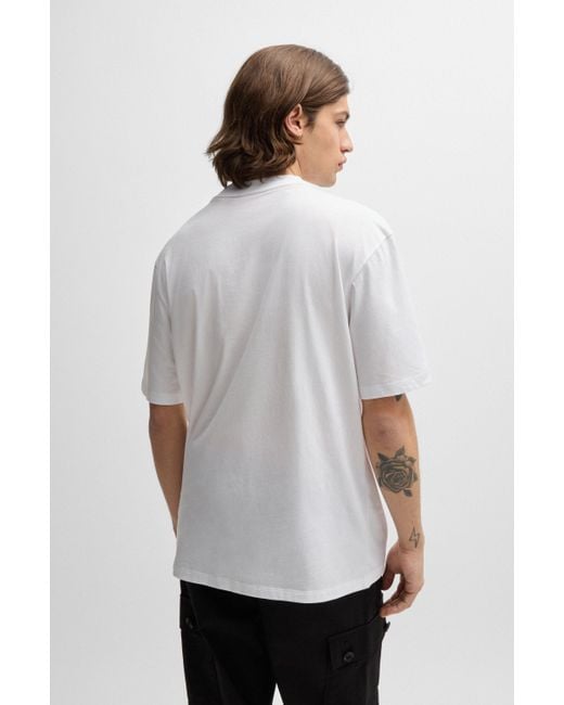 HUGO T-shirt Van Katoenen Jersey Met Logo In Kaartsymbolen in het White voor heren