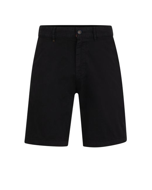 Boss Black Slim-fit Shorts In Stretch-cotton Twill for men