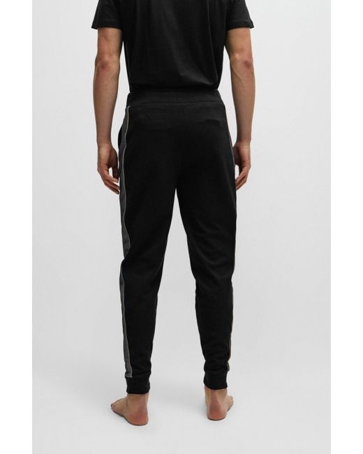 Boss Black Tracksuit Bottoms With Embroidered Logo for men