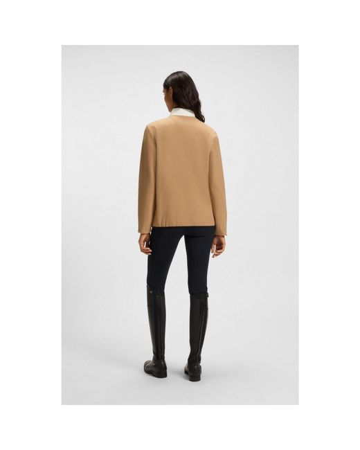 Boss Natural Equestrian Stretch-Cotton Sweatshirt With Quarter Zip