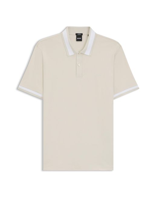 Boss Natural Beige Men's Polo Shirts Size L for men