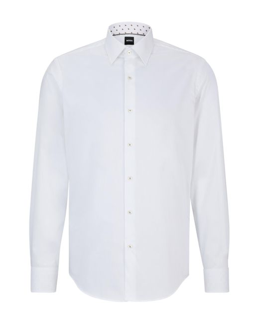 BOSS by HUGO BOSS Regular-Fit Hemd aus bügelleichter Baumwoll-Popeline in  Weiß für Herren | Lyst DE