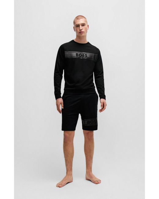 Boss Black Cotton-terry Sweatshirt With Tonal Logo Print for men
