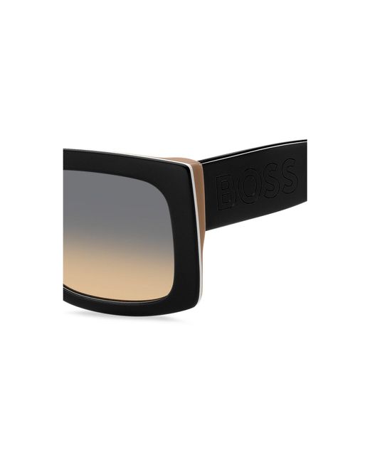 Boss Black Signature-Stripe Bio-Acetate Sunglasses With Large Temple Logo